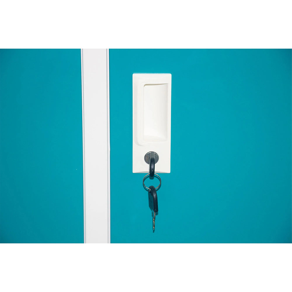 Троен метален гардероб RFG 120/40/120 см бял-тюркоаз